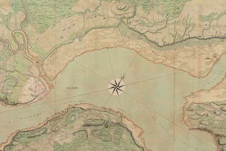 This detail of a map, one of many in the collection of cartographic enthusiast George III, shows the Saint Lawrence River and Quebec during the French and Indian War in 1759, the year before George became King of England (and its American colonies).
