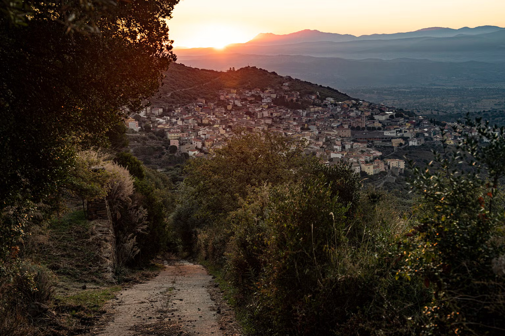 Sunset over a small Italian village