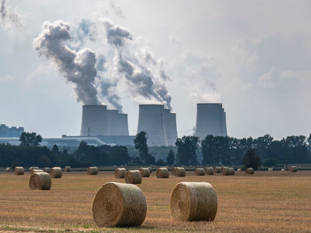 Coal plant near a field