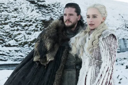 In the television adaptation, Kit Harington and Emilia Clarke play point-of-view characters Jon Snow and Daenerys Targaryen.