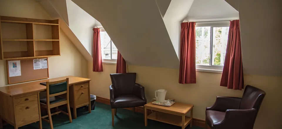  Modern study area inside the dorm room at Merton College 