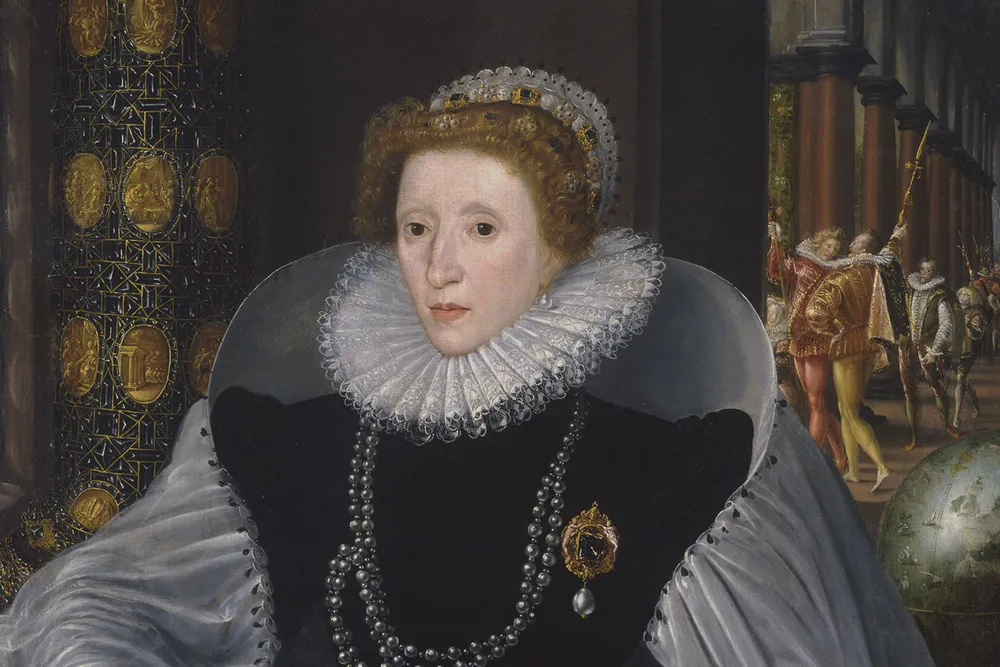 Detail of Quentin Metsys the Younger, Elizabeth I of England (The Sieve Portrait), 1583