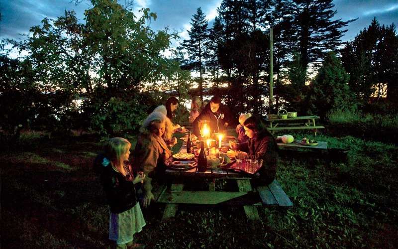 A family dinner at a local vineyard.