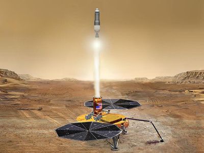 Artist's concept of Mars samples on their way to Earth.