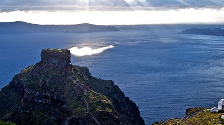 The Caldera of Santorini is today a ring of islands in the Aegean.