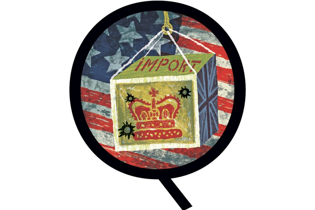 illustration of British tea inside the letter Q