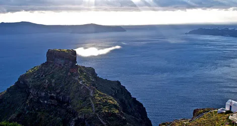 The Caldera of Santorini is today a ring of islands in the Aegean.