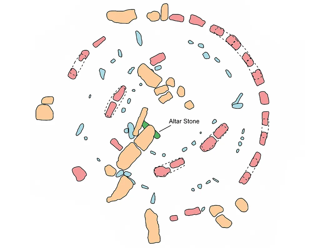 A diagram of Stonehedge pointing out the Altar Stone