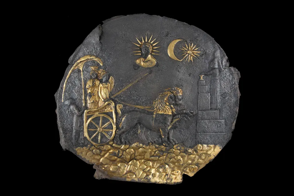 A third-century B.C.E. plaque unearthed at Ai-Khanoum in Afghanistan depicts the mother goddess Cybele in a chariot driven by Nike, the Greek goddess of victory