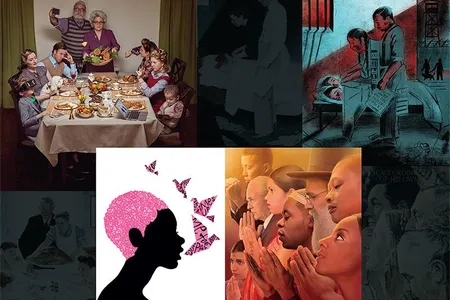 Clockwise from top left, new illustrations by Ryan Schude, Edel Rodriguez, Tim O'Brien, Melinda Beck.