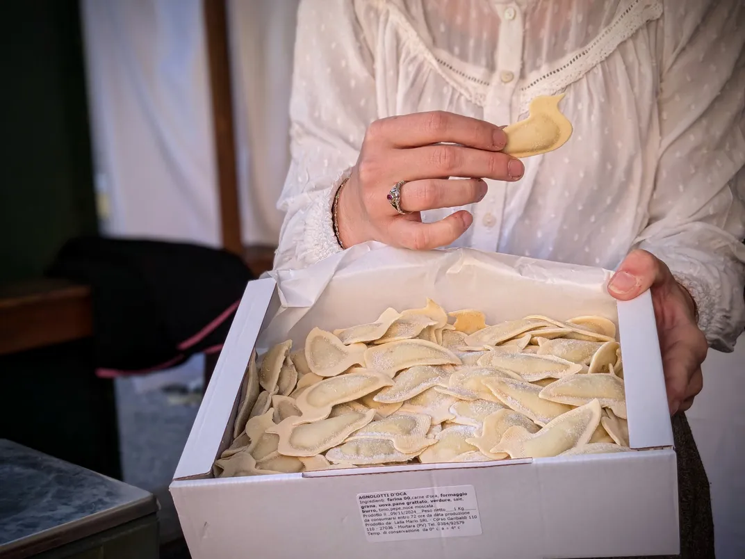goose-shaped agnolotti