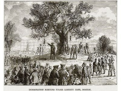 The Liberty Tree in colonial-era Boston