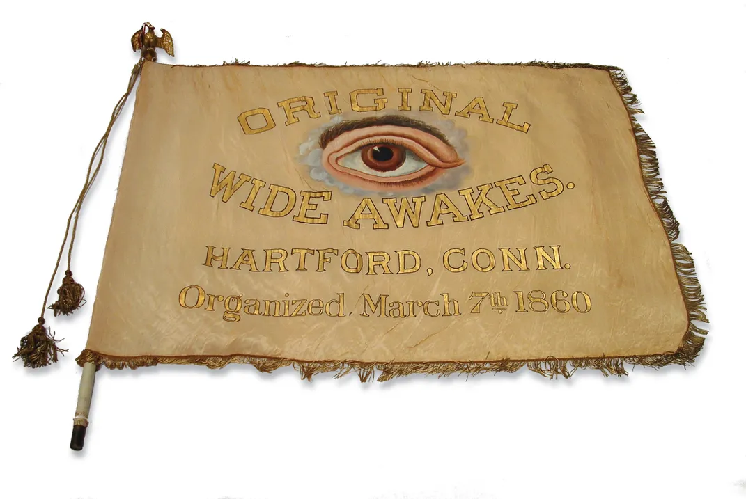 a banner with an open eye and text
