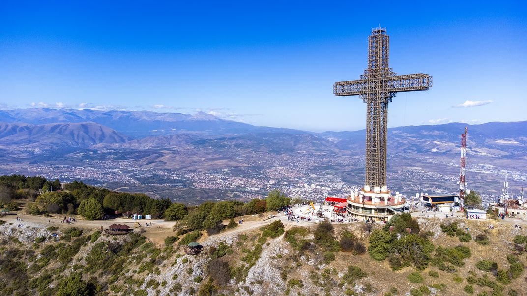 Millennium Cross atop Vodno Mountain, Skopje, North Macedonia