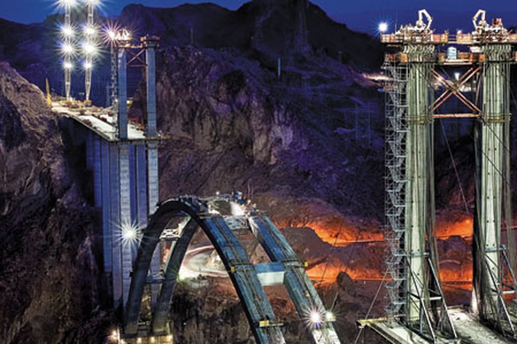 Hoover Dam bridge awaiting decking