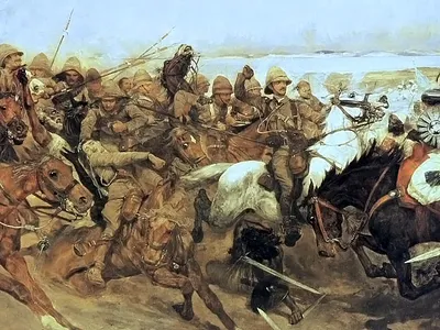 This painting by Richard Caton Woodville Jr. depicts the Battle of Omdurman.