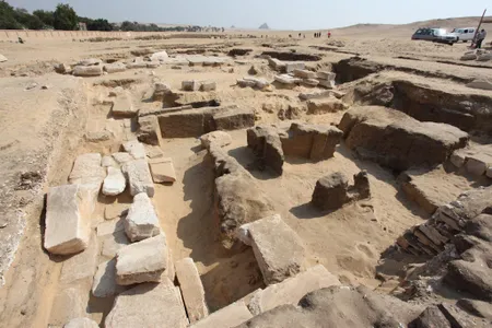 The mud brick foundation of a 3,200-year-old temple to the pharaoh Rameses II