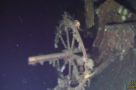 This is said to be the ship's wheel of the sunken Dmitrii Donskoi, which is rumored to have been carrying a treasure trove of gold when ti sank.