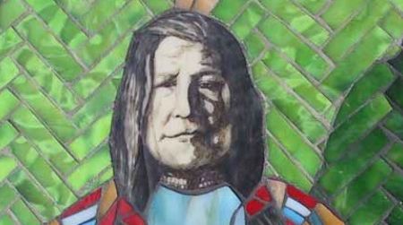 Meet Oglala Lakota Angela Babby, the creator of "Mountain Chief" and other enameled mosaic works.