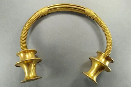 The intact gold torc discovered last month in northwest Spain