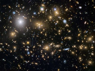 A 2015 image from the Hubble space telescope, highlighting some of the oldest galaxies in the universe.
