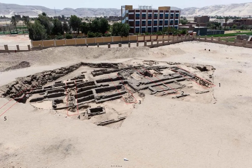 Aerial view of ancient Egyptian brewery