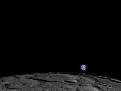Newly obtained image of Earthrise over the north pole of the Moon, taken by the Lunar Reconnaissance Orbiter spacecraft.