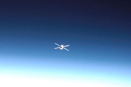 A European supply ship docks automatically with the International Space Station.