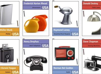 A selection of the stamps featuring American inventions