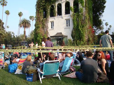 A movie screening at Hollywood Forever.
