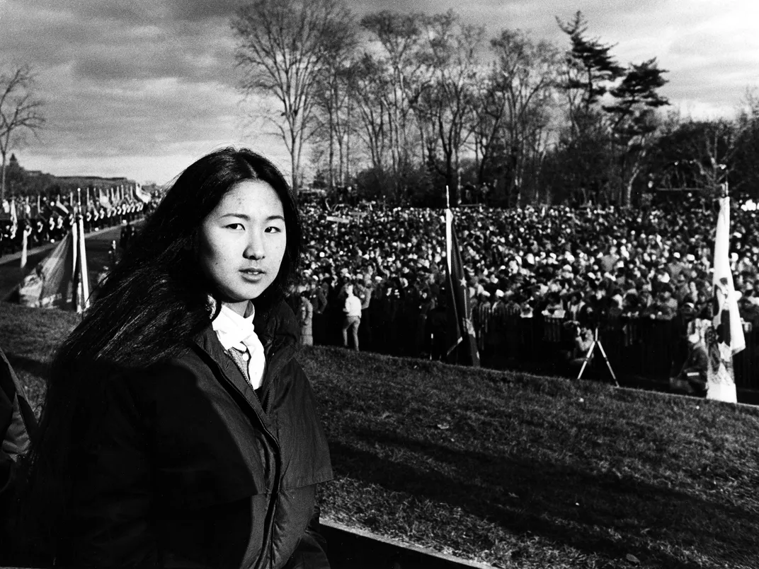 Maya Lin at Vietnam Veterans Memorial dedication, Harry Naltchayan