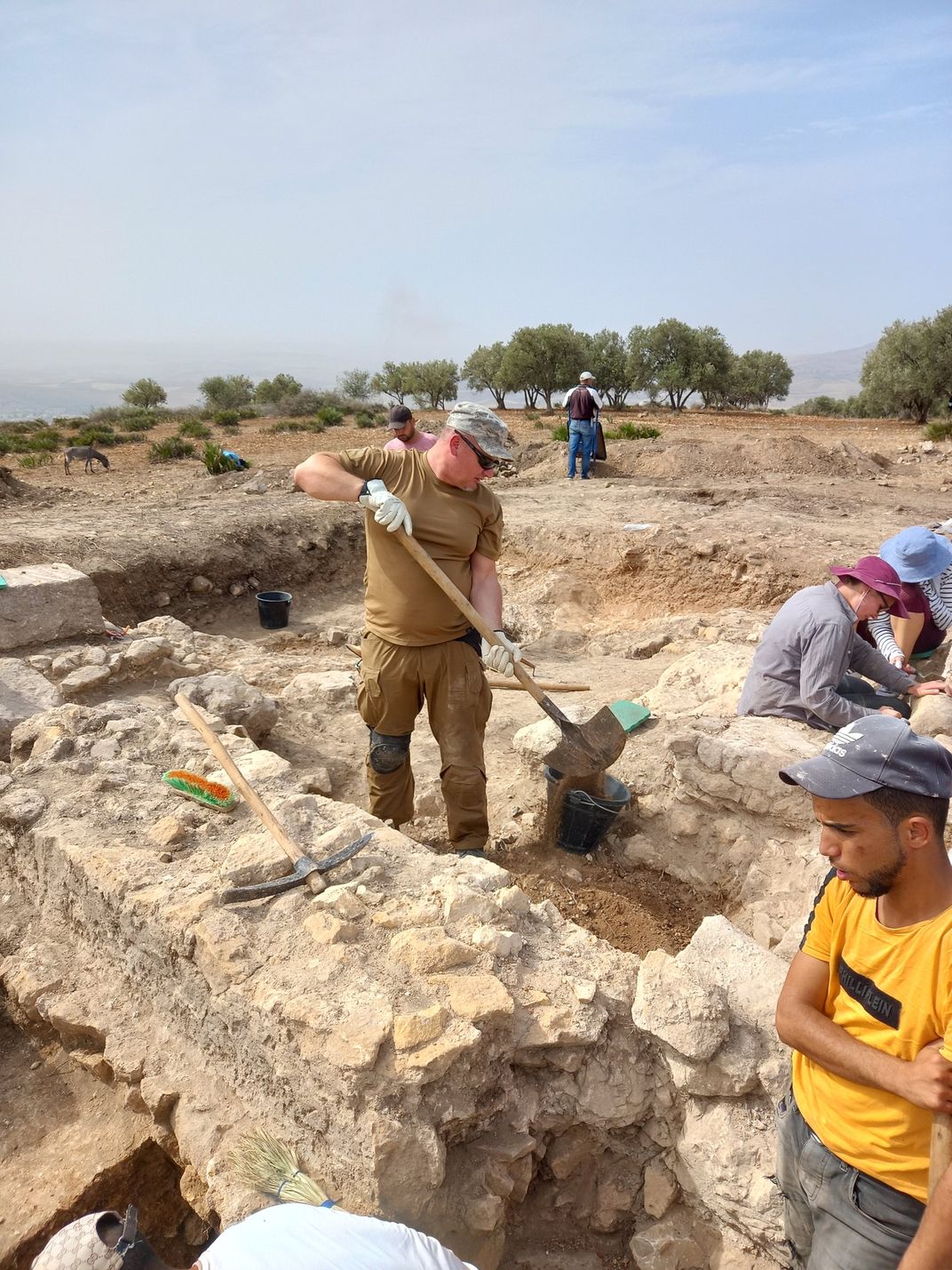 Archaeologist digging