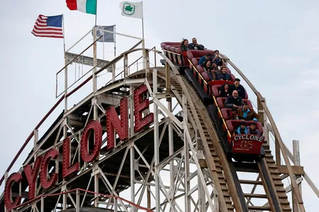 The famous Cyclone roller coaster in Coney Island, New York.