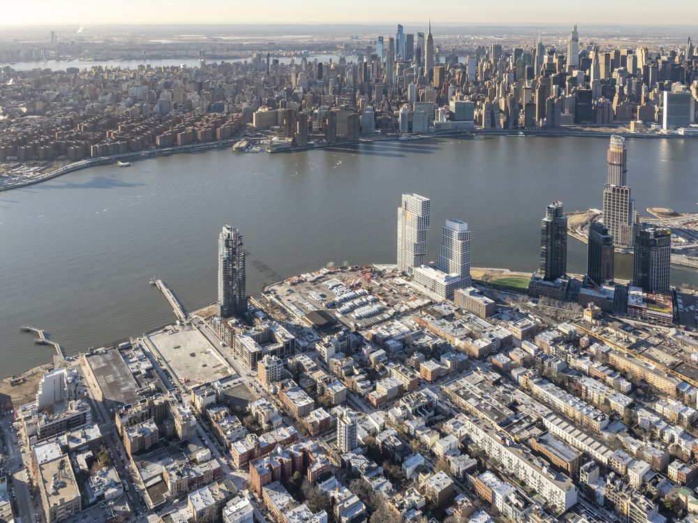 An aerial view of New York City