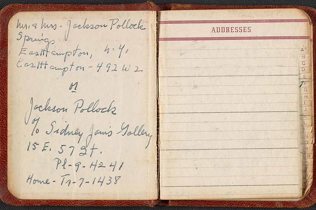 Jackson Pollock and Lee Krasner's address book