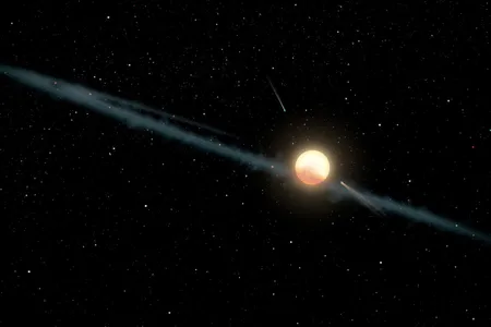 Artist's illustration of Tabby's Star, also known as KIC 8462852.