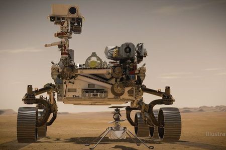The Mars 2020 Perseverance rover and the Ingenuity Helicopter.