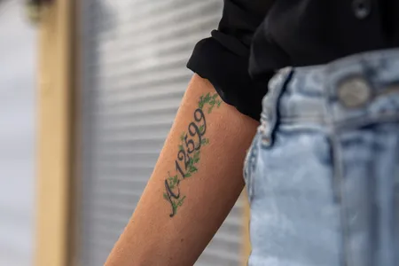 Orly Weintraub Gilad has her grandfather&#39;s Auschwitz number, A-12599, tattooed on her arm.