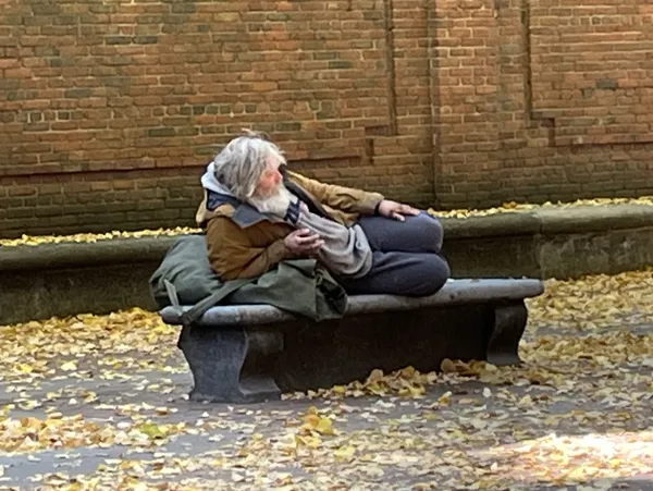 Reclining "American God" along the Freedom Trail at Paul Revere Mall thumbnail