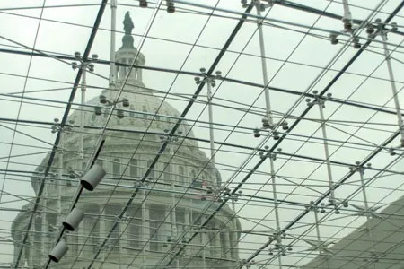 One of the highlights of Emancipation Hall is a skylight view of the Capitol Dome, from below the East steps of the building.