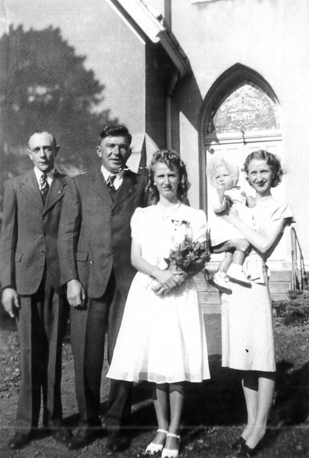L to R: Virgil Butolph, Woody Butrick, Vera Butrick and Ethel Butolph (holding daughter Verdina)