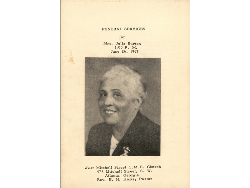 Funeral program for Mrs. Julia Burton, June 26, 1967