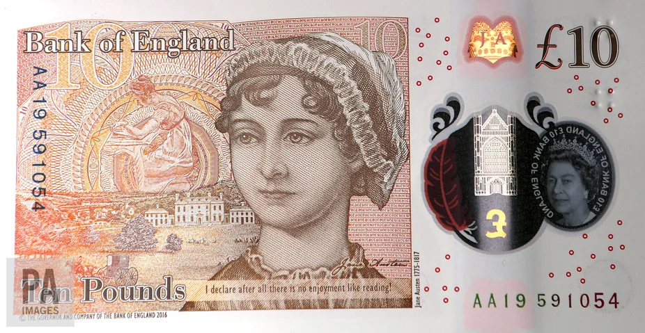 Jane Austen on the new £10 note.
