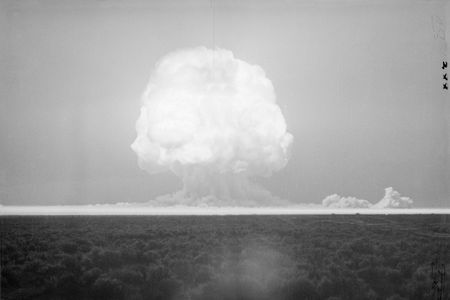 Photo of the world's first atomic explosion at the Trinity Site in New Mexico.