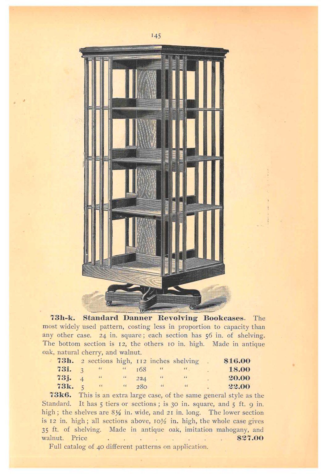 Trade catalog illustration of revolving book shelf