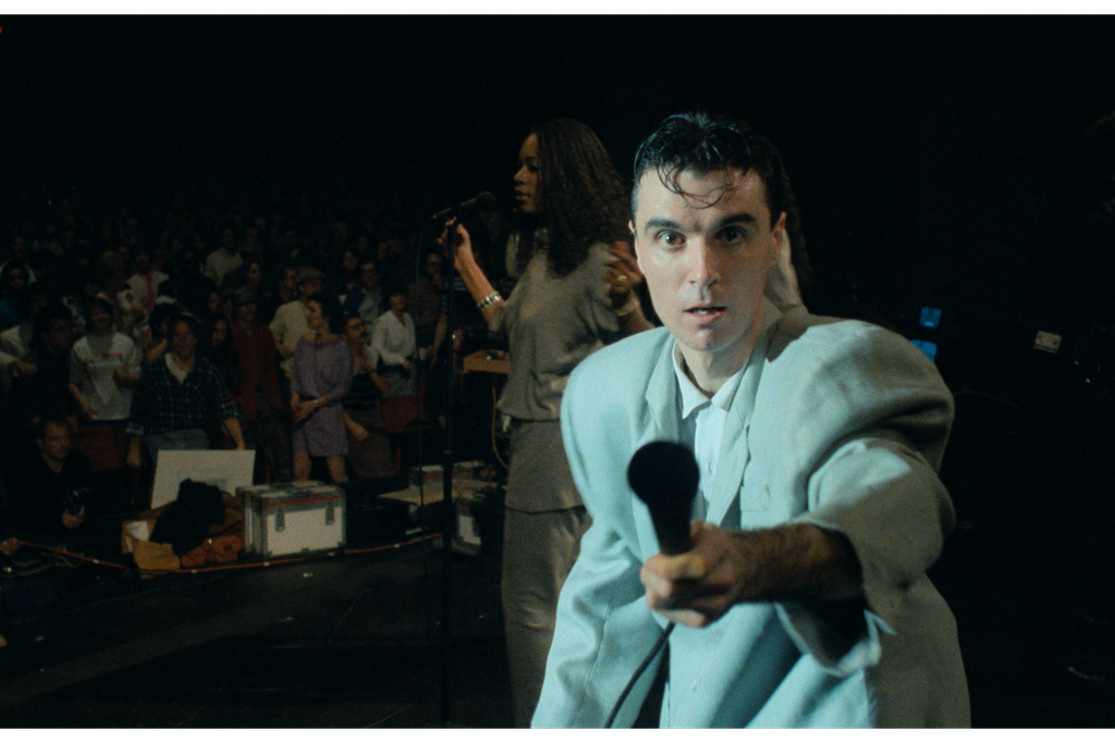 David Byrne on stage in Stop Making Sense