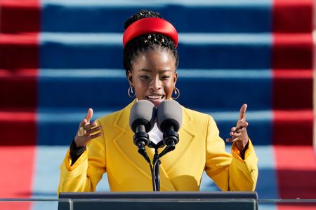 On January 20, 2021, poet Amanda Gorman read her her poem "The Hill We Climb" during the 59th Presidential Inauguration at the U.S. Capitol in Washington, D.C.