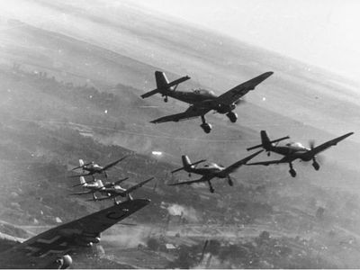 Stuka dive-bombers during the Blitzkrieg.