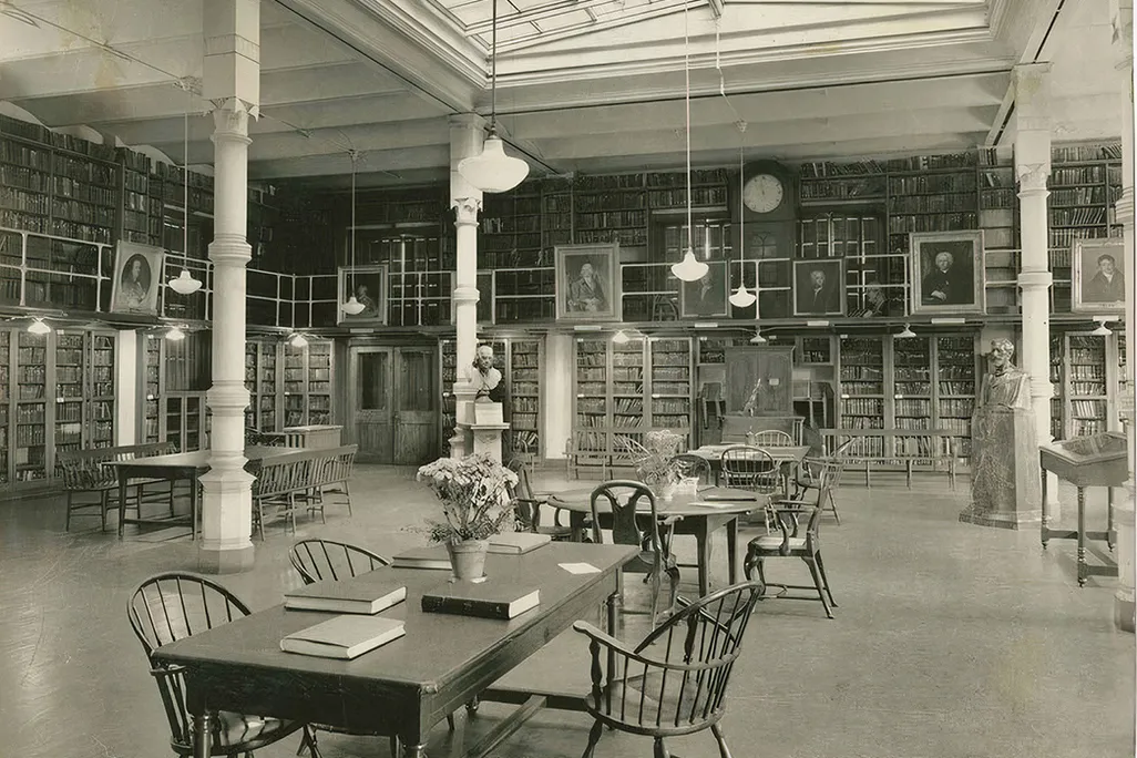 a reading room inside a library