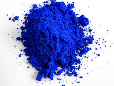 Photograph of YInMn Blue as synthesized in the laboratory.